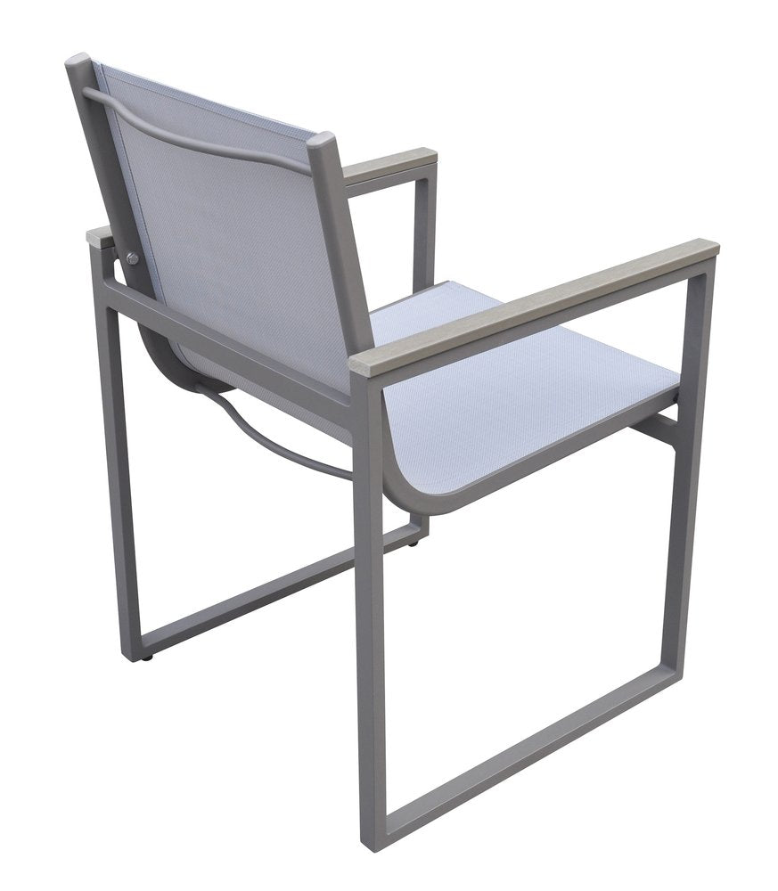 2-Piece 22" Light Gray Metal Outdoor Patio Dining Chair