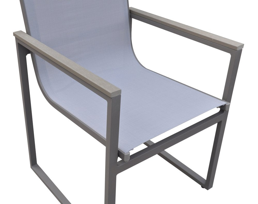 2-Piece 22" Light Gray Metal Outdoor Patio Dining Chair