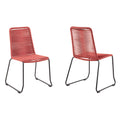 2-Piece 23" Red Metal Outdoor Patio Dining Chair