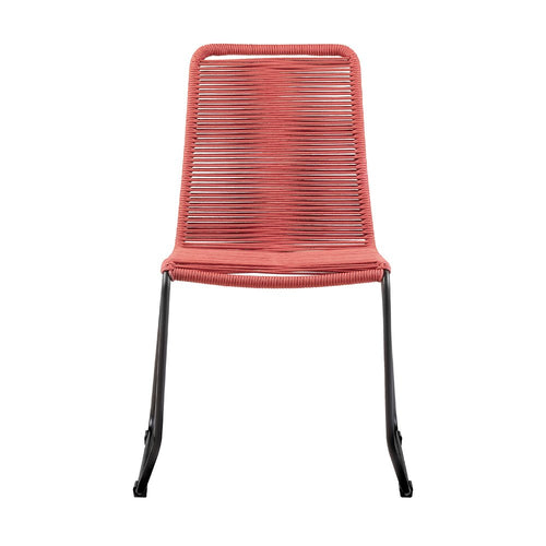 2-Piece 23" Red Metal Outdoor Patio Dining Chair