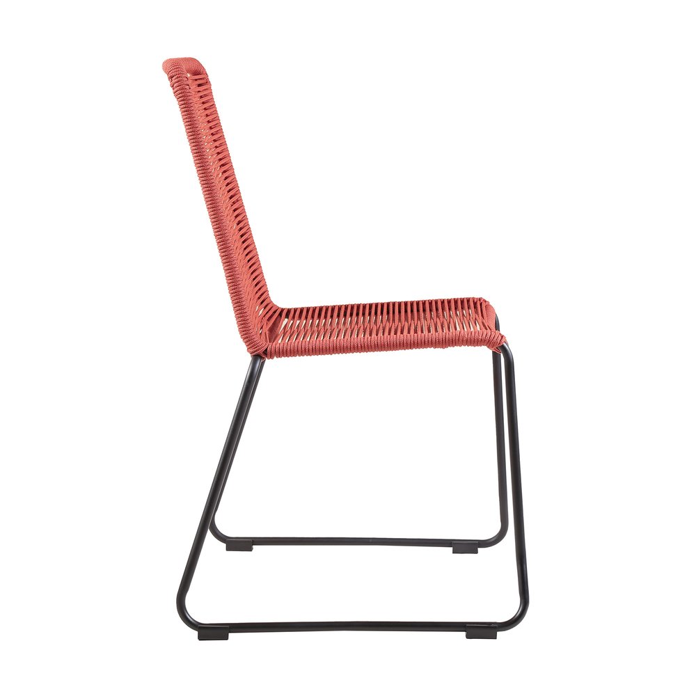2-Piece 23" Red Metal Outdoor Patio Dining Chair