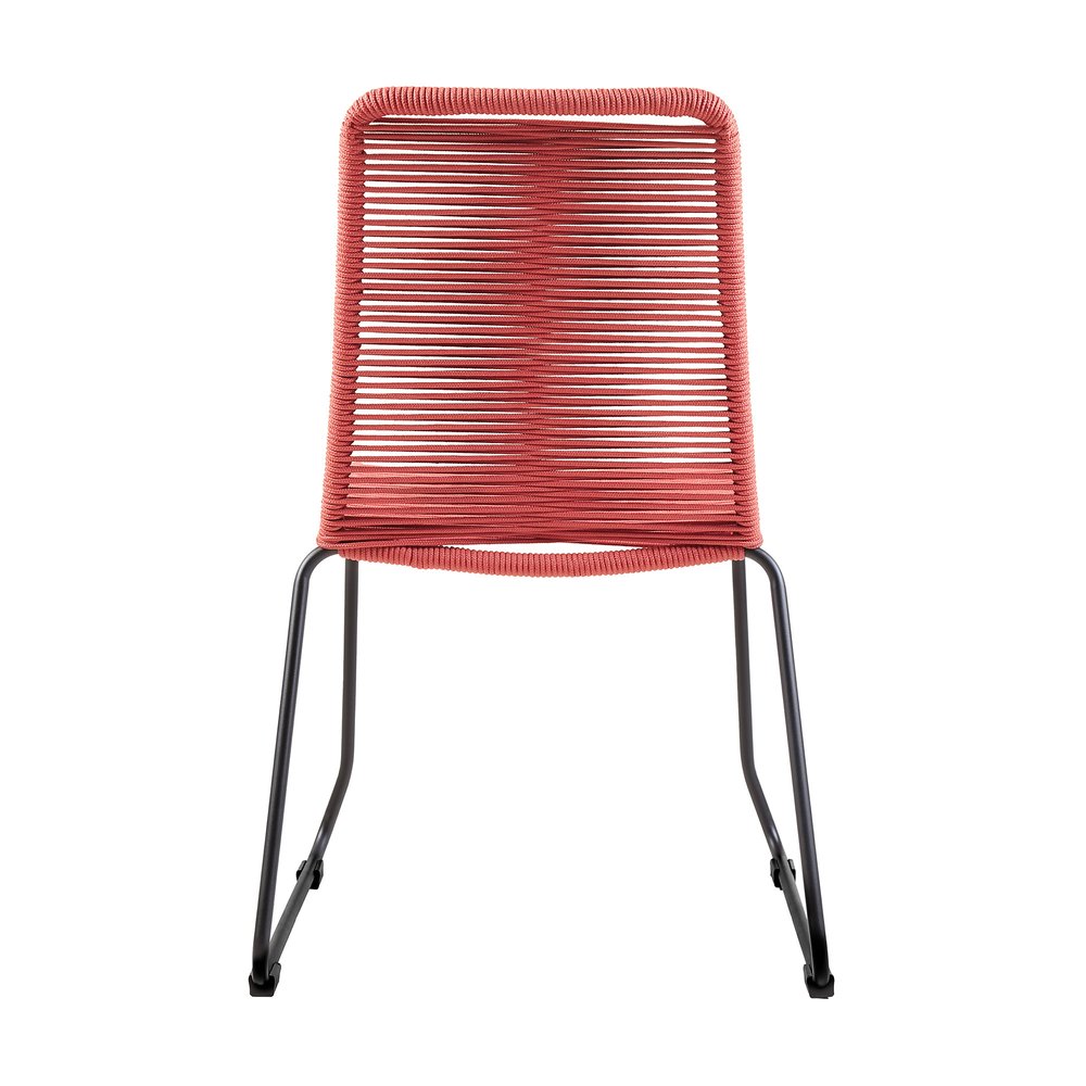 2-Piece 23" Red Metal Outdoor Patio Dining Chair