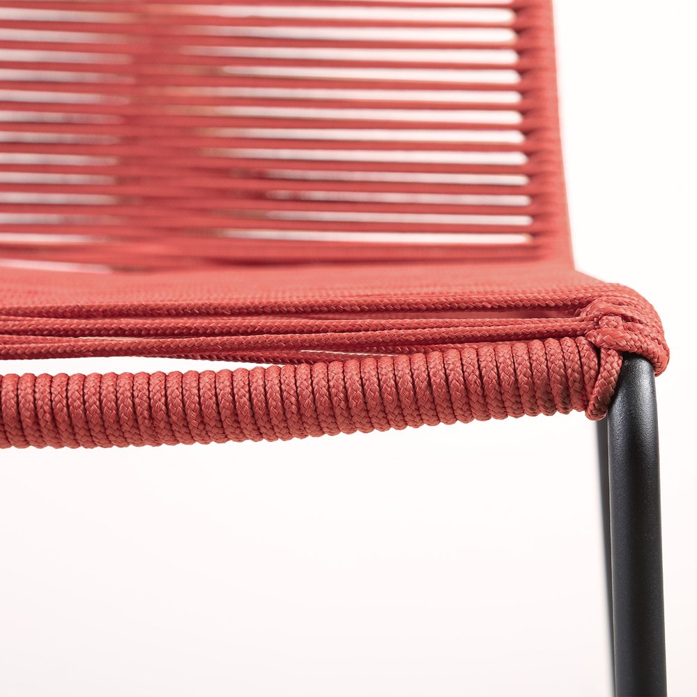 2-Piece 23" Red Metal Outdoor Patio Dining Chair