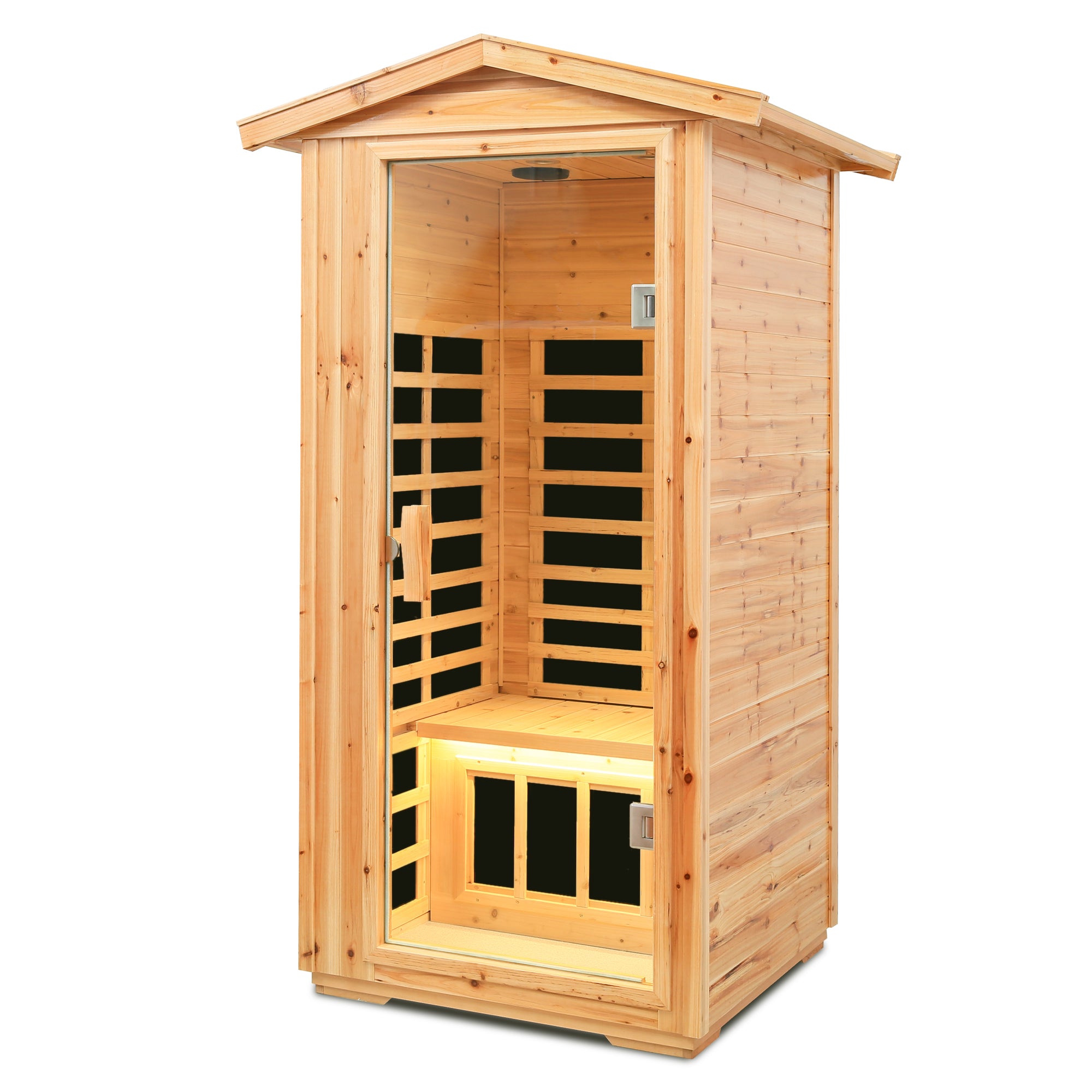 1-Person Far-Infrared Outdoor Sauna - Fir Wood Backyard Sauna
