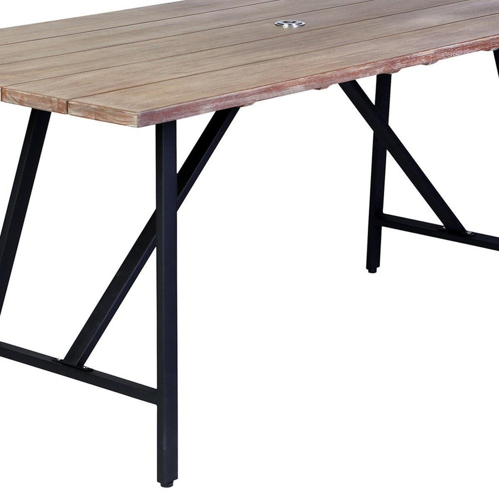 Outdoor Patio 5-Piece Brown and Black Solid Wood Dining Set with 4 Chairs