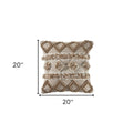 20" x 20" Tan Zippered Geometric Indoor/Outdoor Patio Throw Pillow