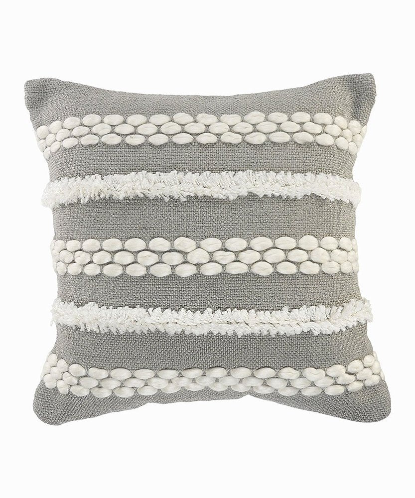 20" Gray and White Geometric Indoor/Outdoor Patio Throw Pillow with Texture