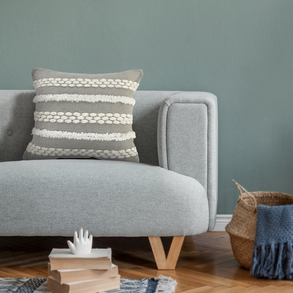 20" Gray and White Geometric Indoor/Outdoor Patio Throw Pillow with Texture
