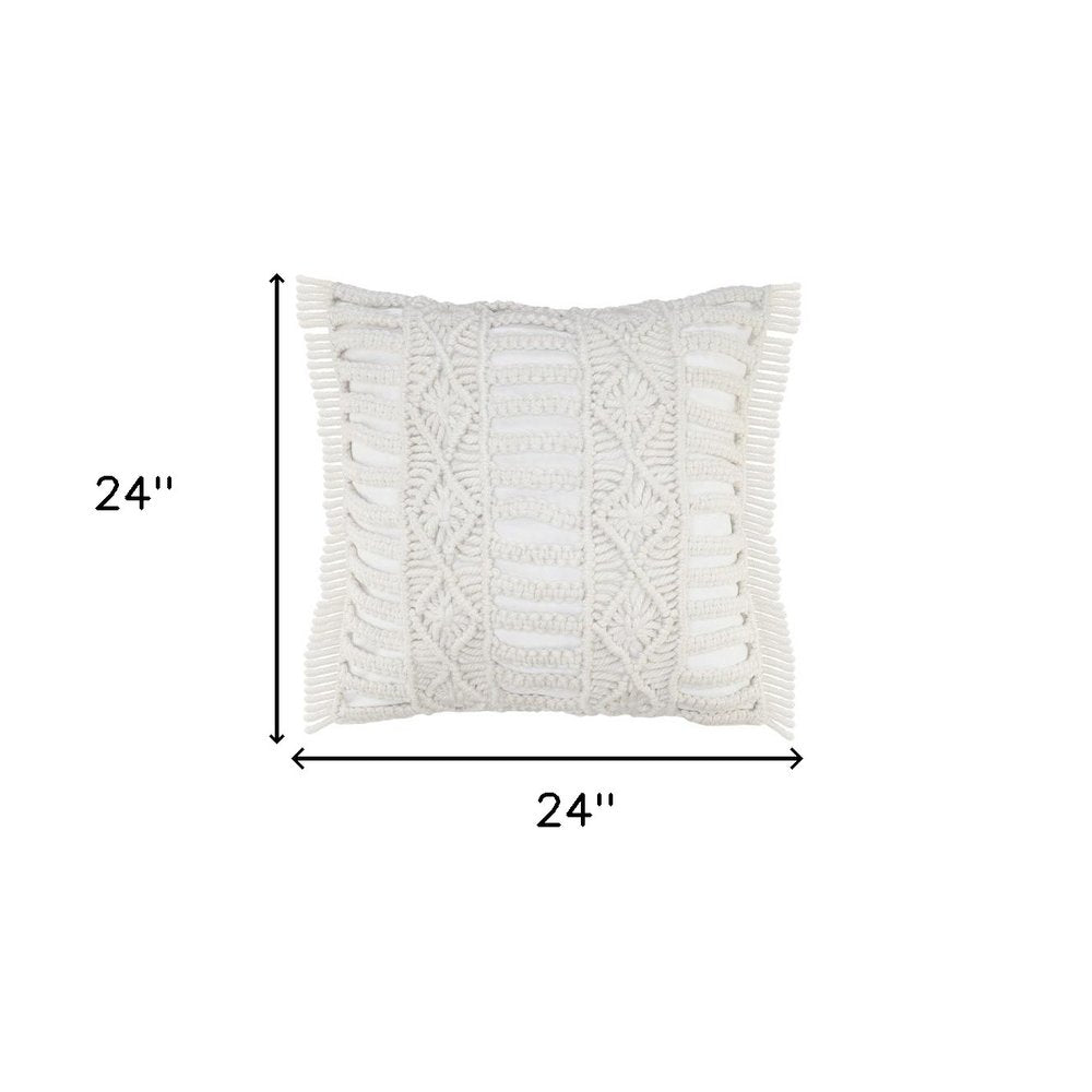 24" x 24" White Zippered Tropical Indoor/Outdoor Patio Throw Pillow