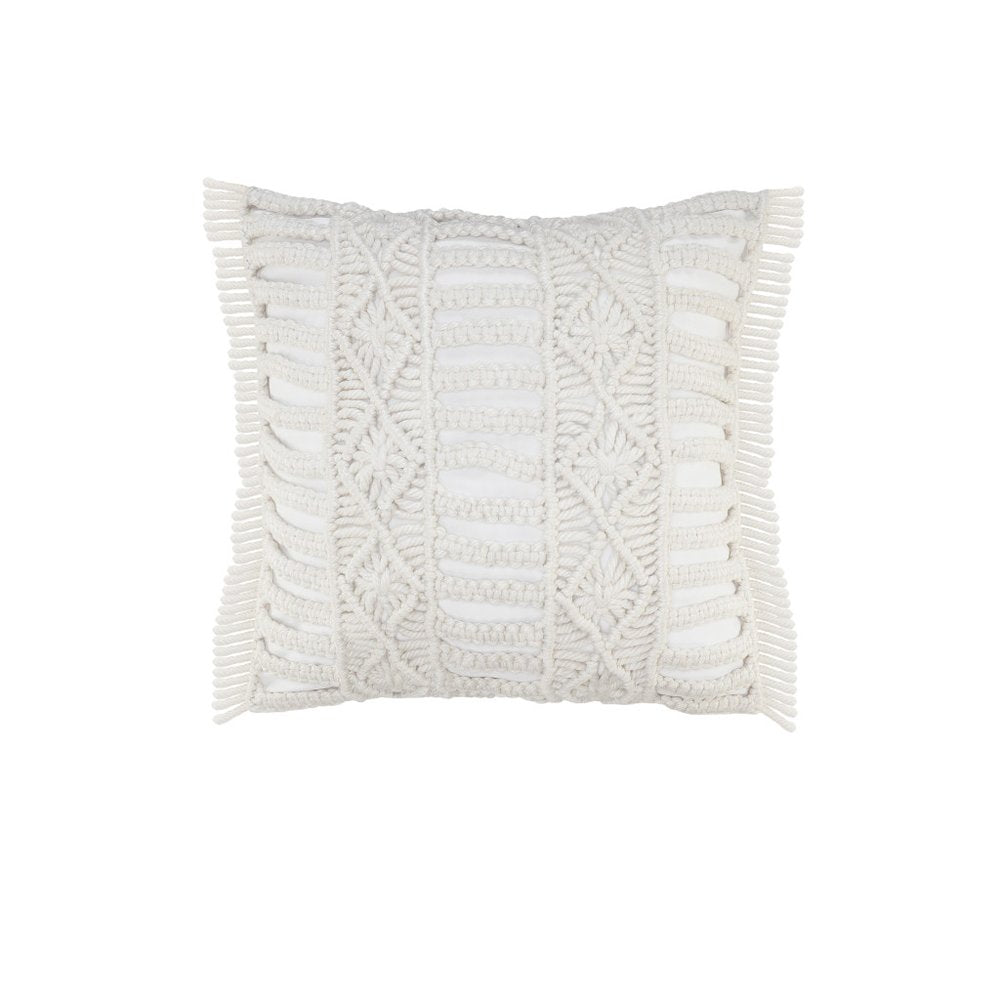 24" x 24" White Zippered Tropical Indoor/Outdoor Patio Throw Pillow