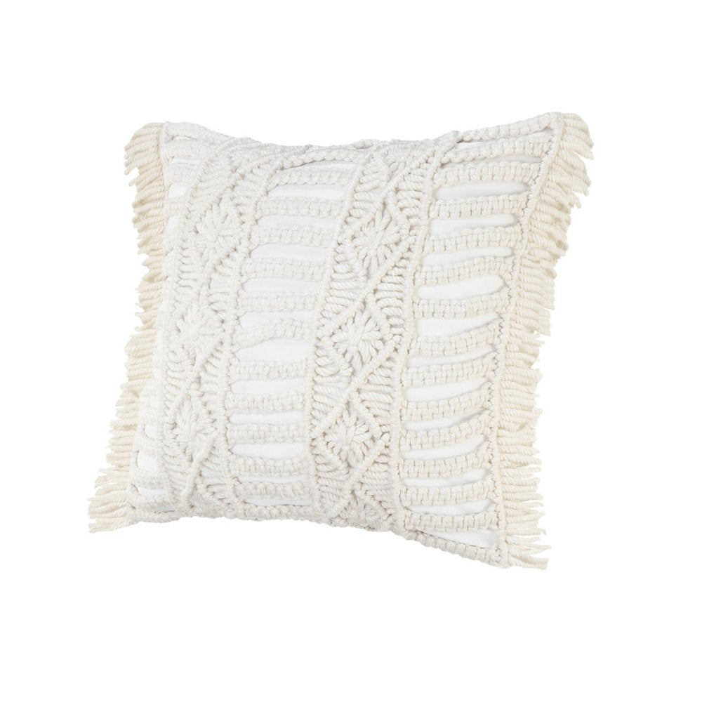 24" x 24" White Zippered Tropical Indoor/Outdoor Patio Throw Pillow