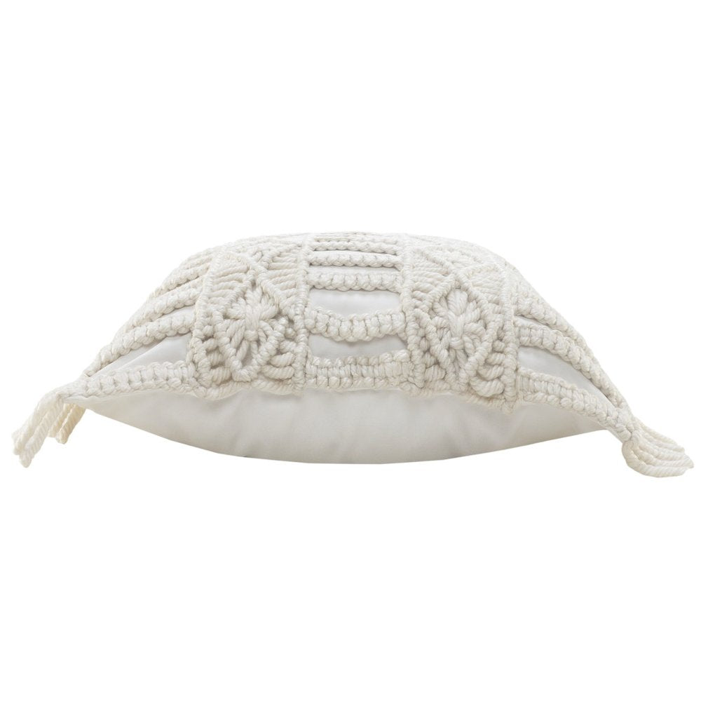 24" x 24" White Zippered Tropical Indoor/Outdoor Patio Throw Pillow