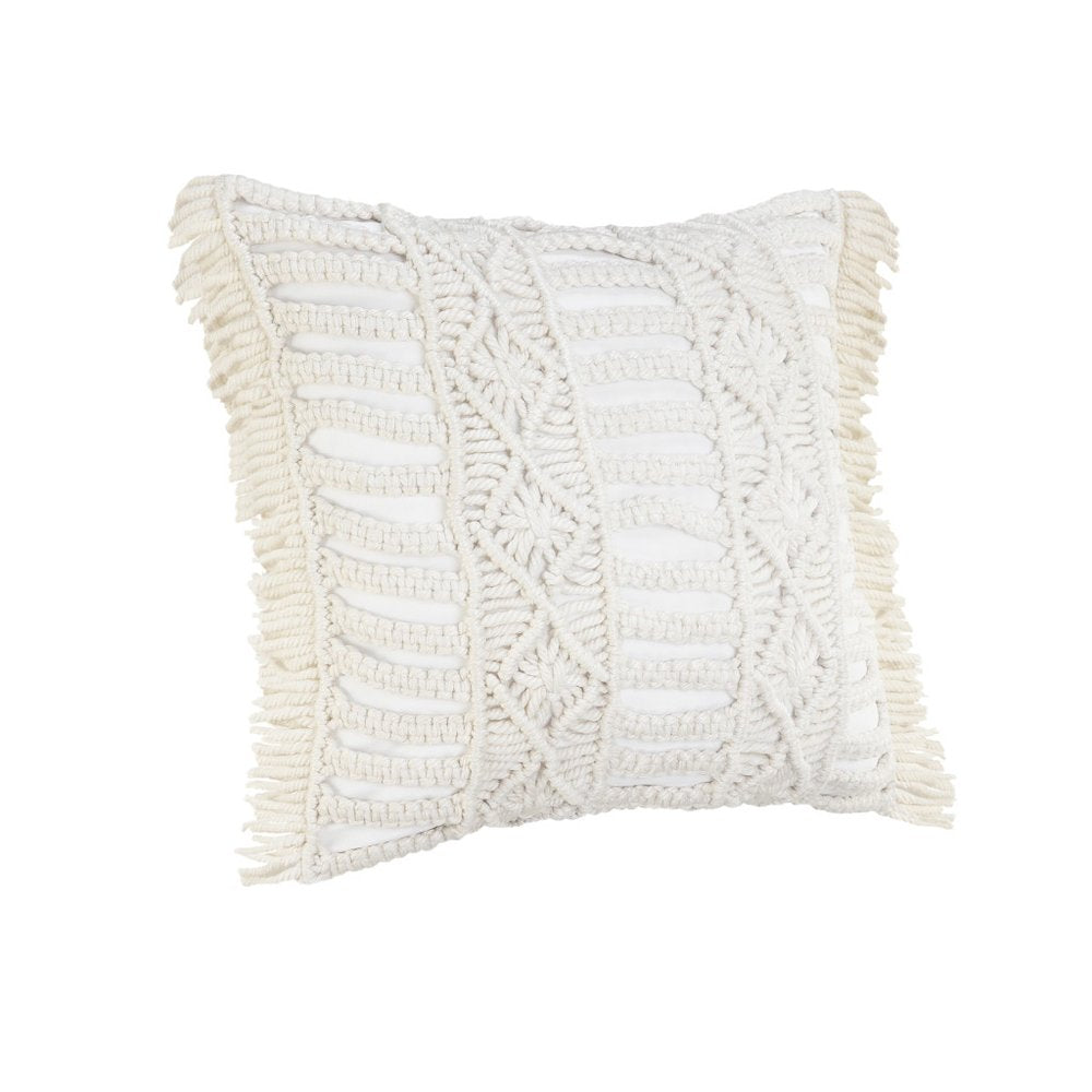 24" x 24" White Zippered Tropical Indoor/Outdoor Patio Throw Pillow
