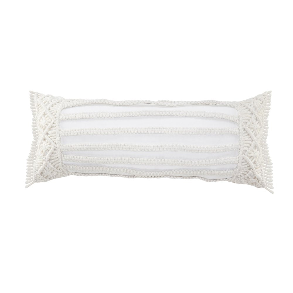 24" x 24" White Zippered Tropical Indoor/Outdoor Patio Throw Pillow
