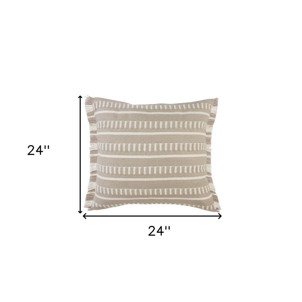 24" x 24" Tan Zippered Coastal Indoor/Outdoor Patio Throw Pillow