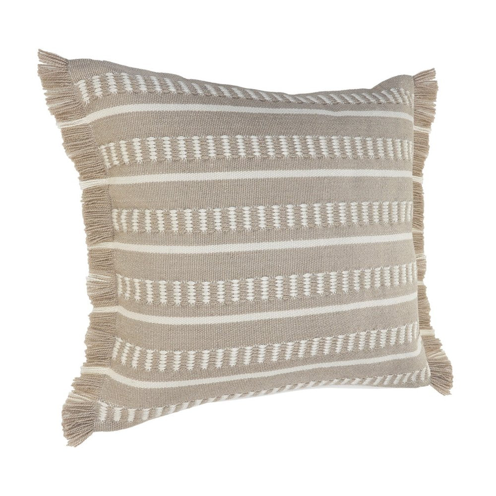 24" x 24" Tan Zippered Coastal Indoor/Outdoor Patio Throw Pillow