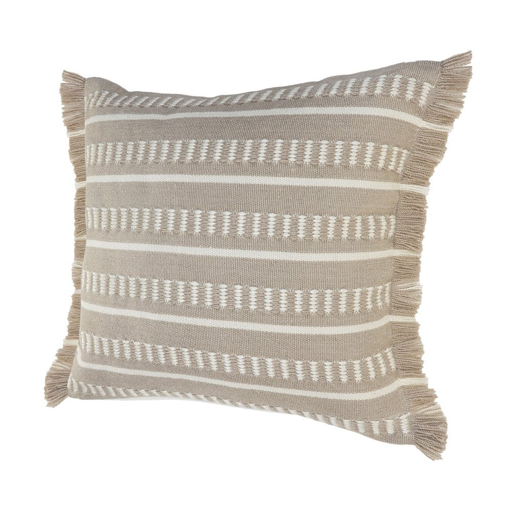 24" x 24" Tan Zippered Coastal Indoor/Outdoor Patio Throw Pillow