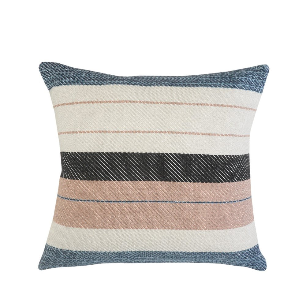 24" x 24" White Zippered Striped Indoor/Outdoor Patio Throw Pillow