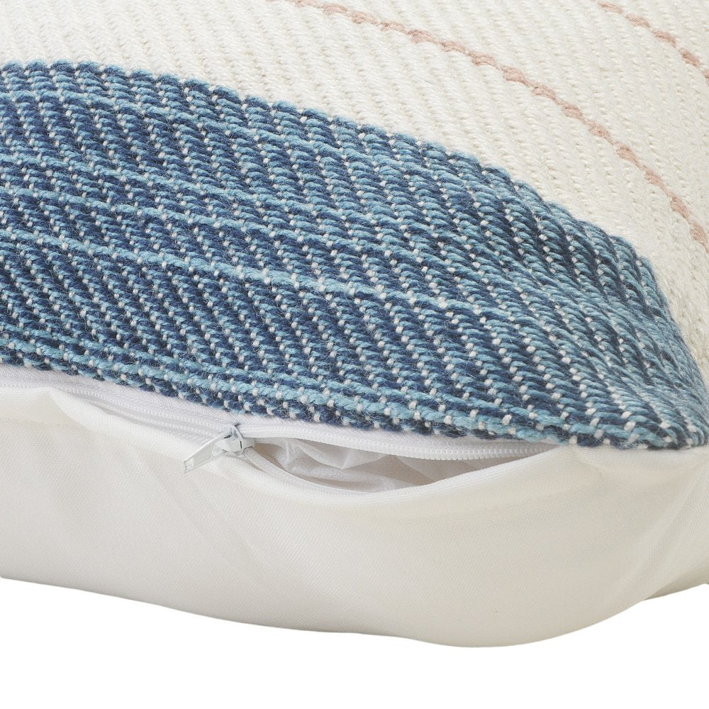24" x 24" White Zippered Striped Indoor/Outdoor Patio Throw Pillow