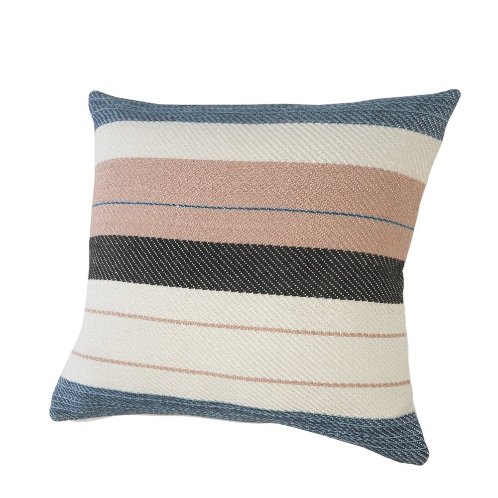 24" x 24" White Zippered Striped Indoor/Outdoor Patio Throw Pillow