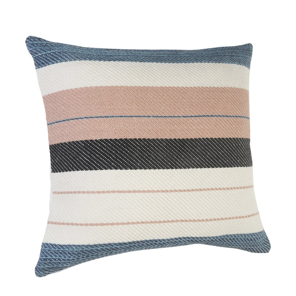 24" x 24" White Zippered Striped Indoor/Outdoor Patio Throw Pillow