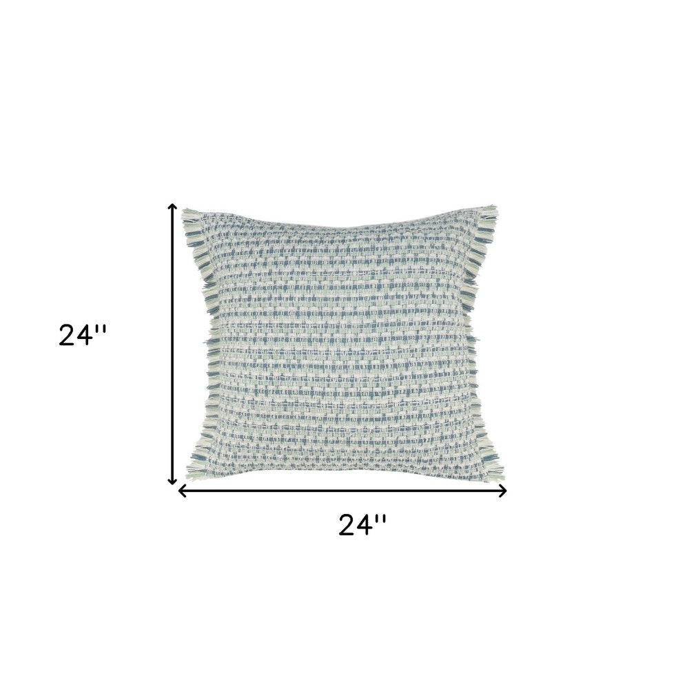 24" x 24" Blue Zippered Coastal Indoor/Outdoor Patio Throw Pillow