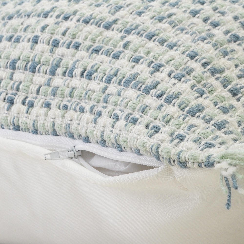 24" x 24" Blue Zippered Coastal Indoor/Outdoor Patio Throw Pillow
