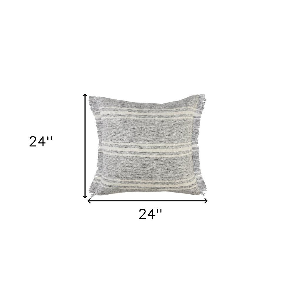 24" x 24" Gray Zippered Geometric Indoor/Outdoor Patio Throw Pillow