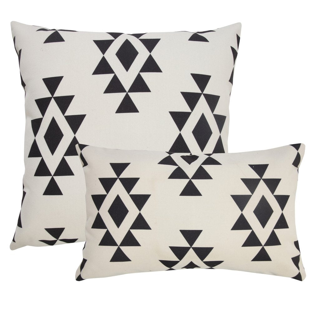 20" x 20" Black Zippered Southwestern Indoor/Outdoor Patio Throw Pillow