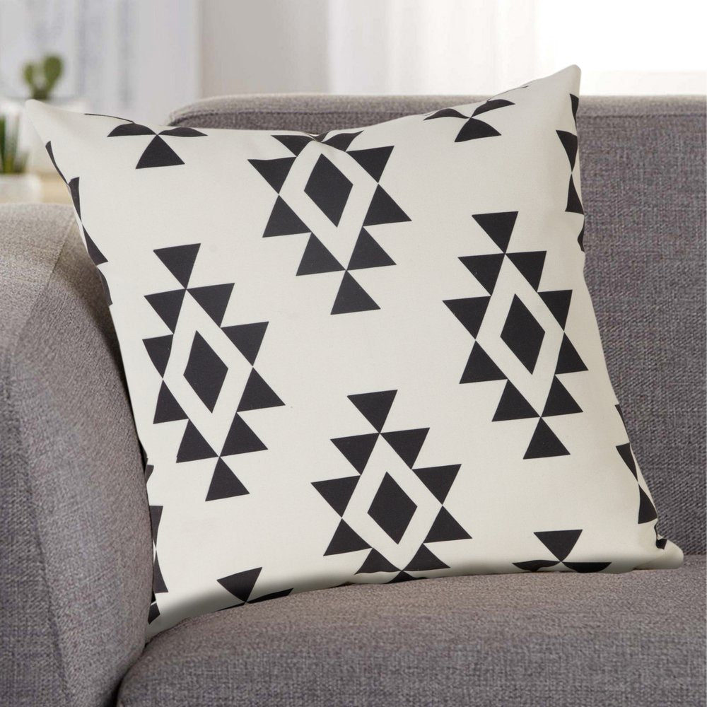 20" x 20" Black Zippered Southwestern Indoor/Outdoor Patio Throw Pillow