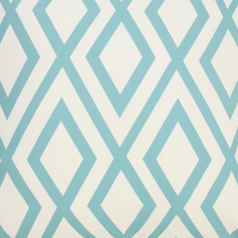 20" Aqua and White Geometric Indoor/Outdoor Patio Throw Pillow