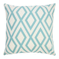 20" Aqua and White Geometric Indoor/Outdoor Patio Throw Pillow