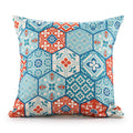 20" x 20" Blue Zippered Patchwork Indoor/Outdoor Patio Throw Pillow