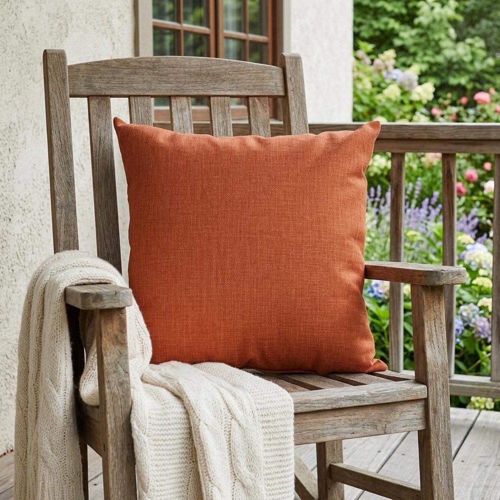 22" Orange Indoor/Outdoor Patio Throw Pillow