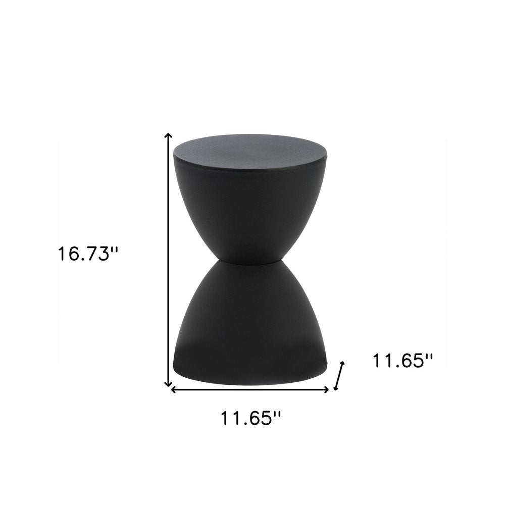 17" Black Heavy-Duty Plastic Hourglass Outdoor Patio Side Table