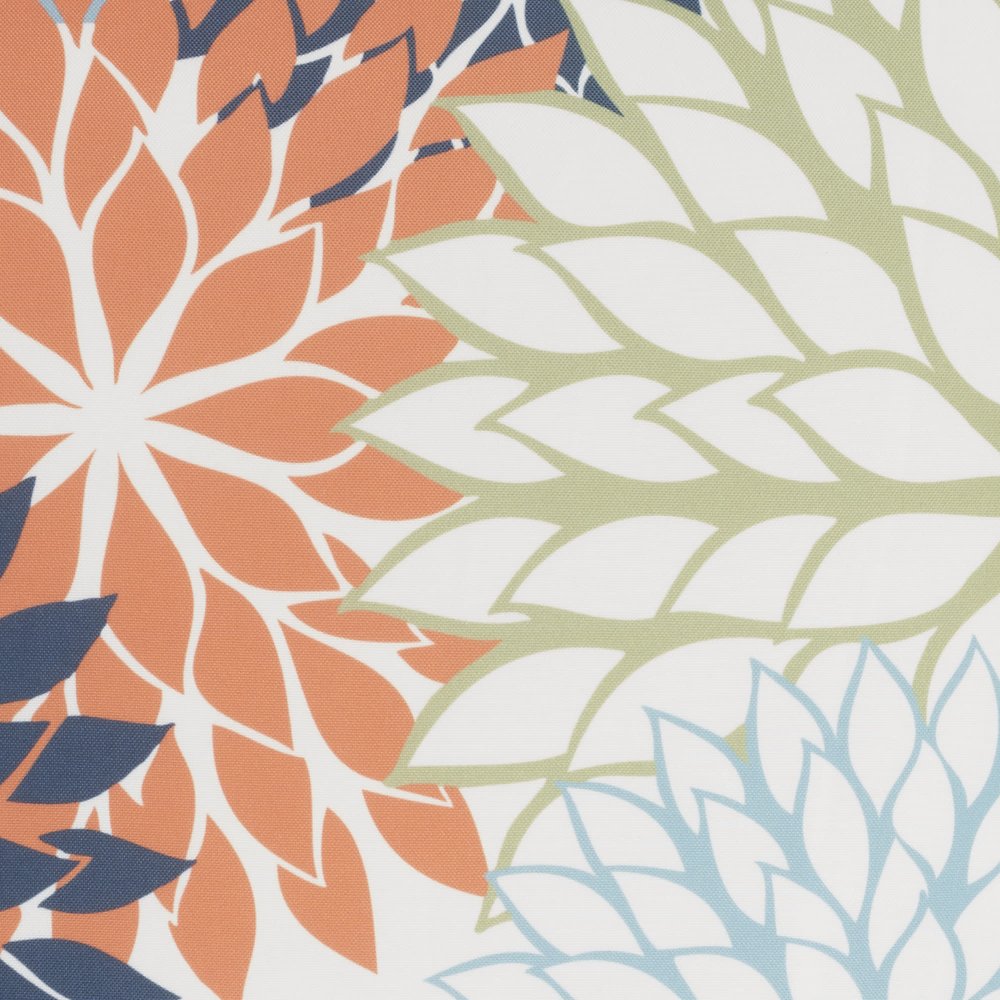 20" Orange Green and Blue Floral Indoor/Outdoor Patio Throw Pillow