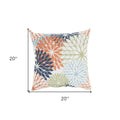 20" Orange Green and Blue Floral Indoor/Outdoor Patio Throw Pillow