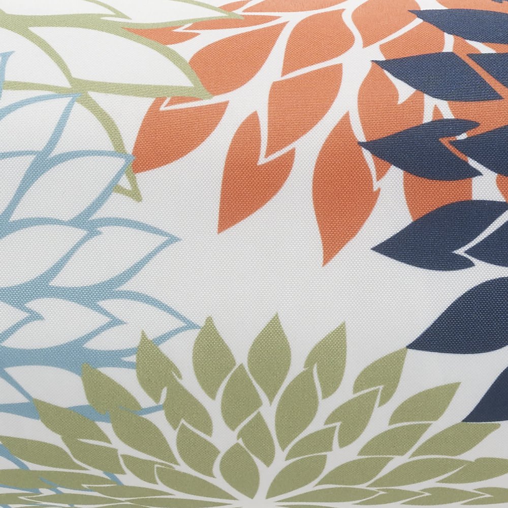 6" x 20" Orange Green and Blue Bolster Floral Indoor/Outdoor Patio Throw Pillow