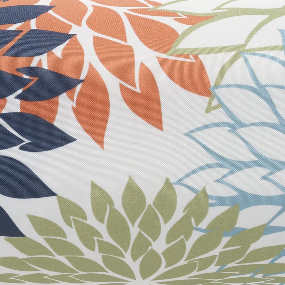 6" x 20" Orange Green and Blue Bolster Floral Indoor/Outdoor Patio Throw Pillow