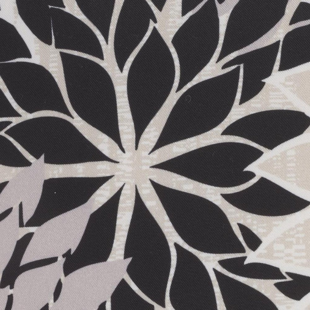 20" Black Gray and White Handmade Floral Indoor/Outdoor Patio Throw Pillow
