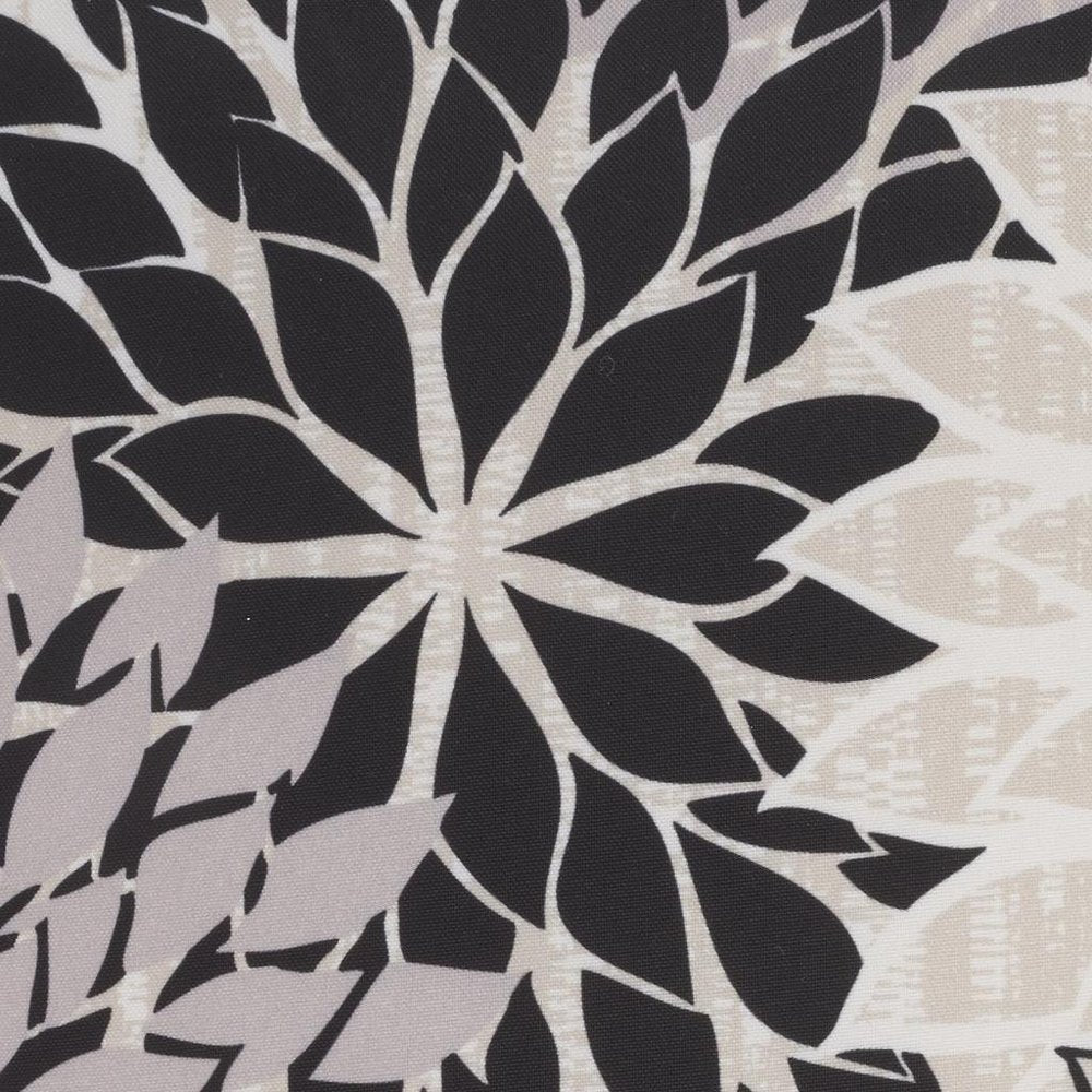 20" Black Gray and White Handmade Floral Indoor/Outdoor Patio Throw Pillow