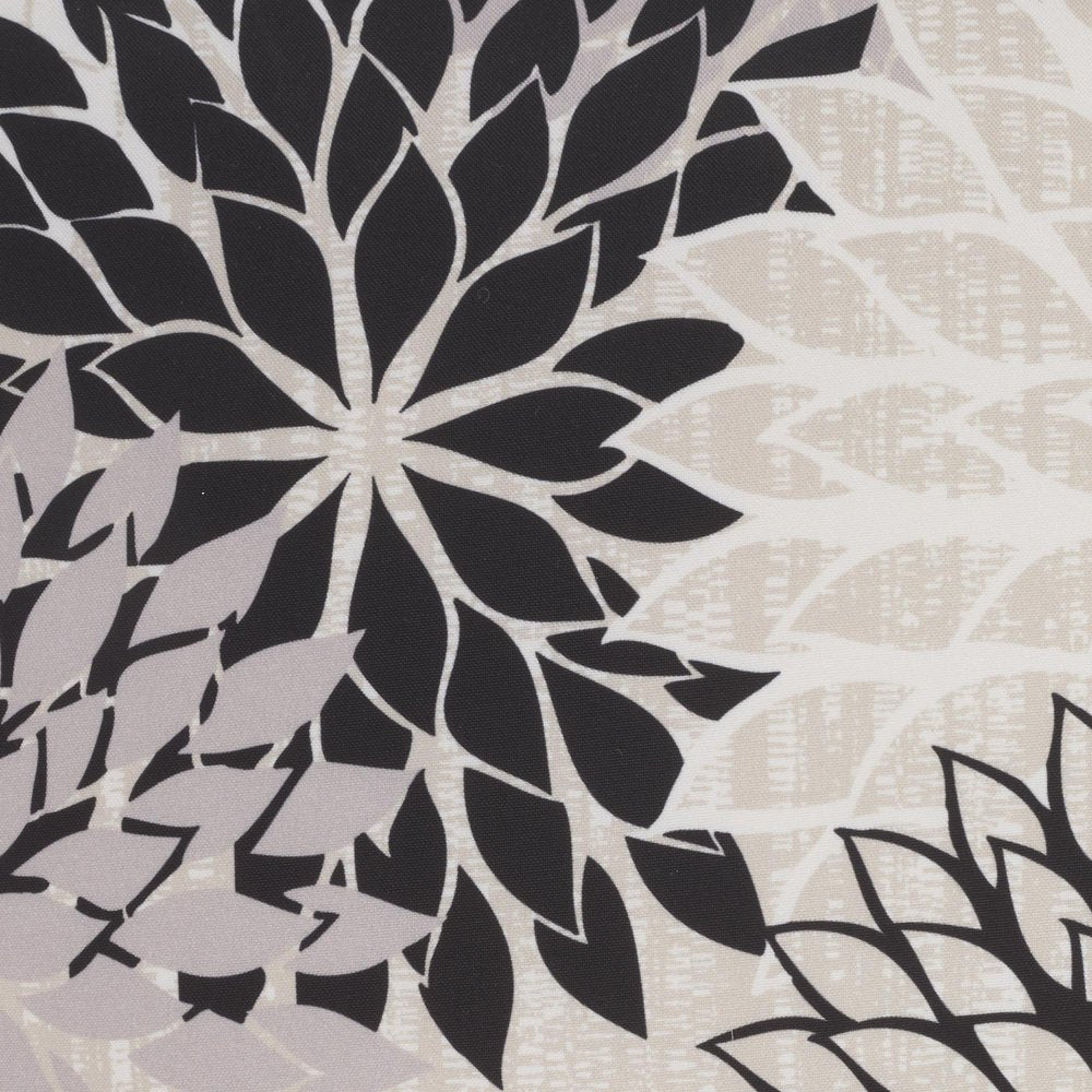 20" Black Gray and White Handmade Floral Indoor/Outdoor Patio Throw Pillow