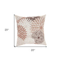20" Brown Beige and Ivory Floral Indoor/Outdoor Patio Throw Pillow