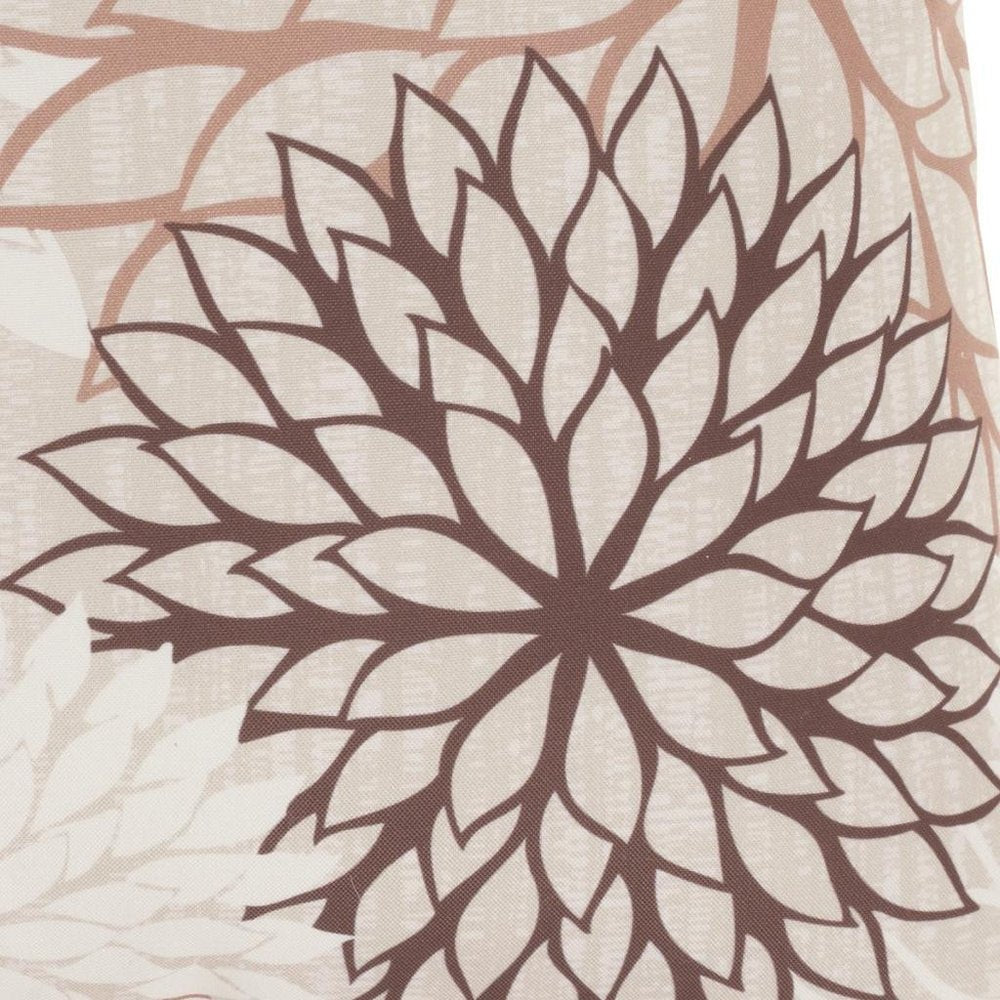 20" Brown Beige and Ivory Floral Indoor/Outdoor Patio Throw Pillow