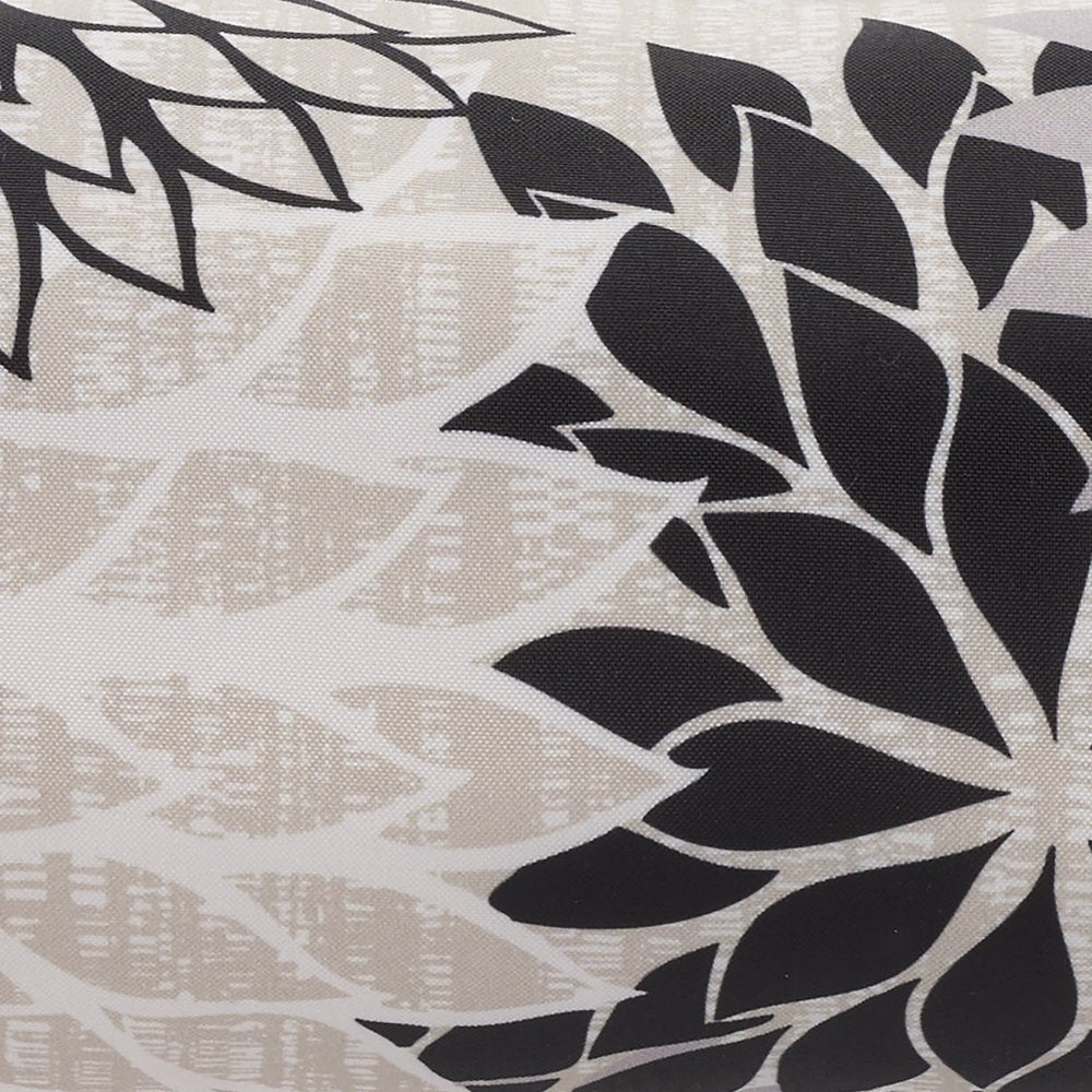 6" x 20" Black Gray and White Bolster Floral Indoor/Outdoor Patio Throw Pillow
