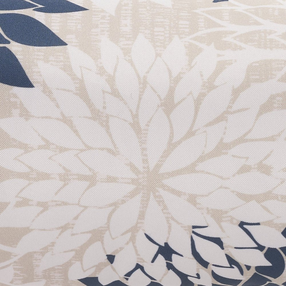 6" x 20" Beige Blue and Ivory Bolster Floral Indoor/Outdoor Patio Throw Pillow