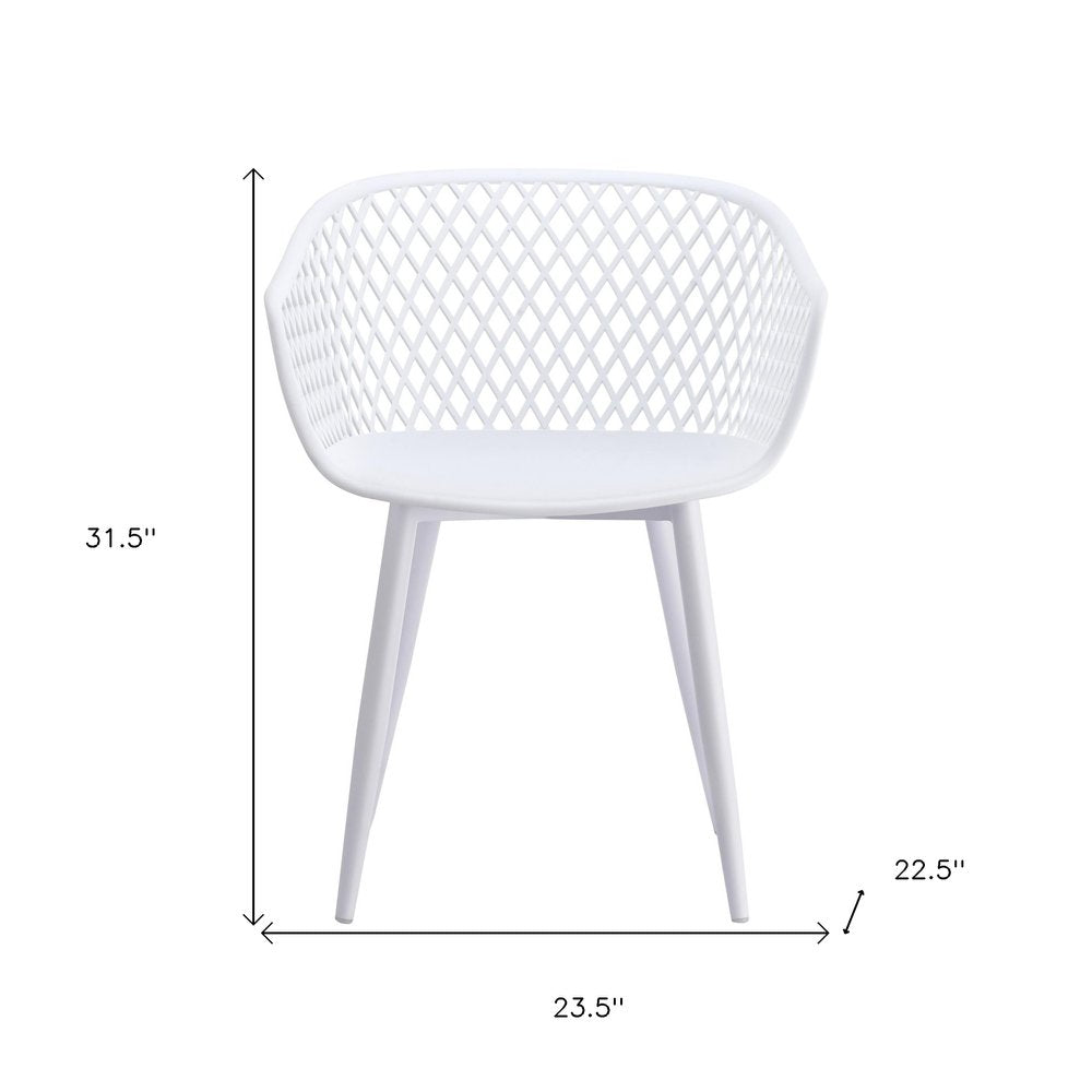 2-Piece White Heavy-Duty Plastic Outdoor Patio Stacking Dining Chair Set