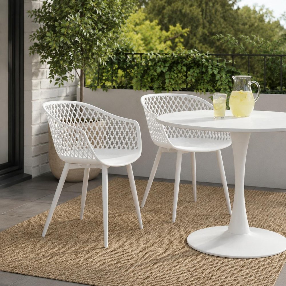 Set of Two Blue Heavy Duty Plastic Outdoor Stacking Dining Chairs