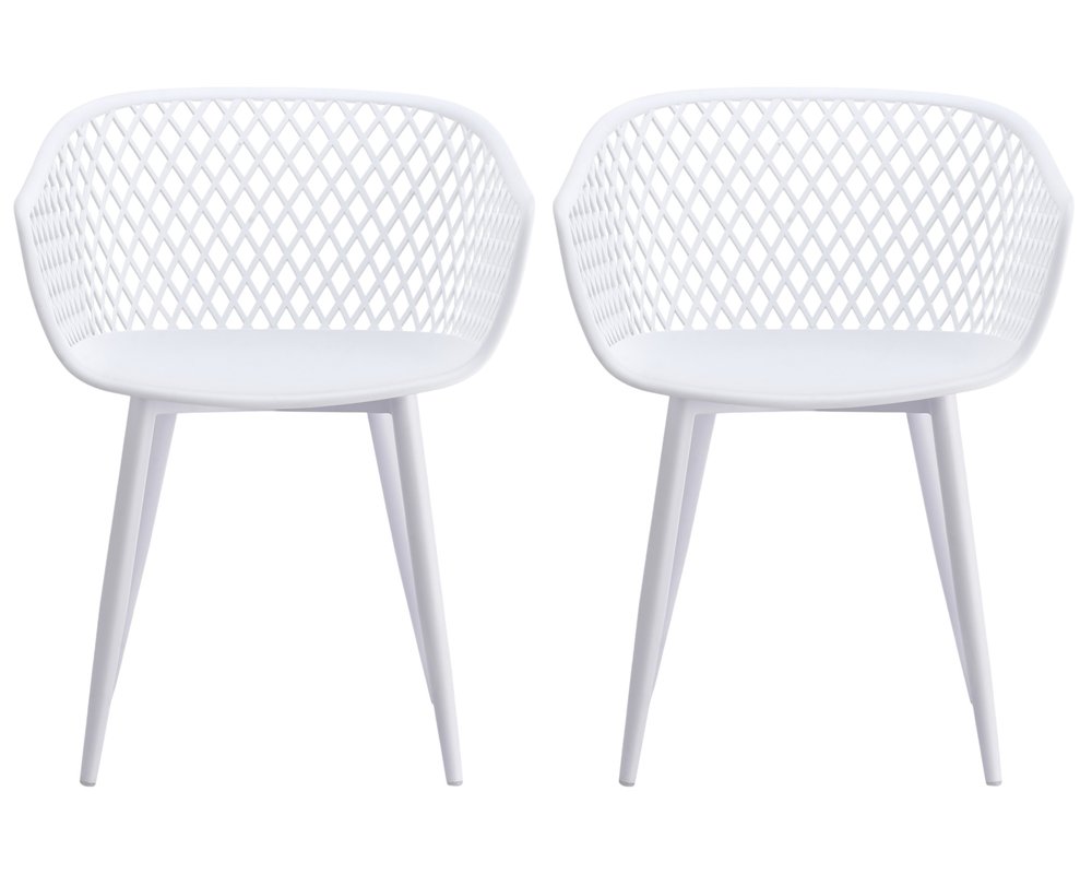 Set of Two Blue Heavy Duty Plastic Outdoor Stacking Dining Chairs