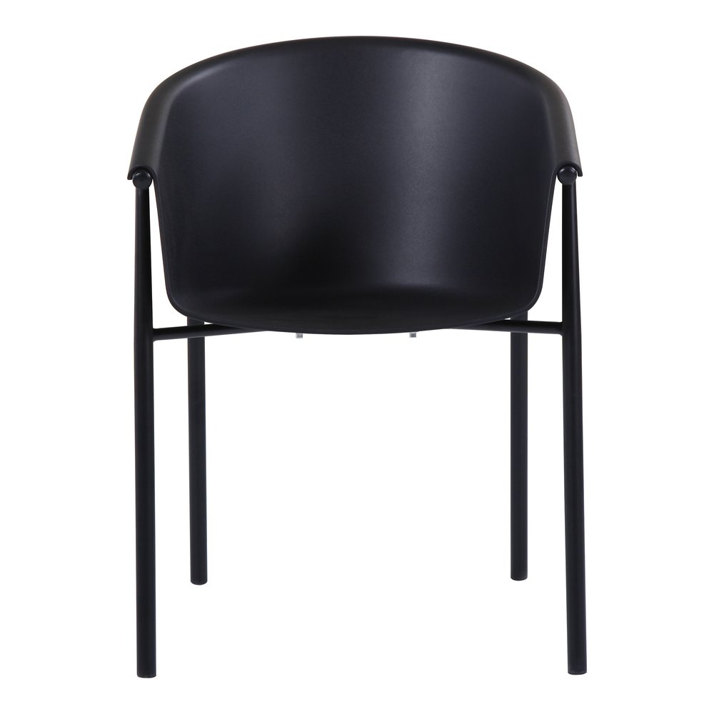 2-Piece Black Heavy-Duty Plastic Outdoor Patio Stacking Dining Chair Set